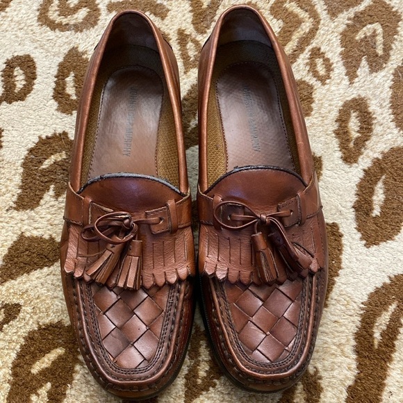 Johnston & Murphy Woven Moccasin Loafer Men’s 9 Tassel ties herringbone Fringe - Picture 2 of 13